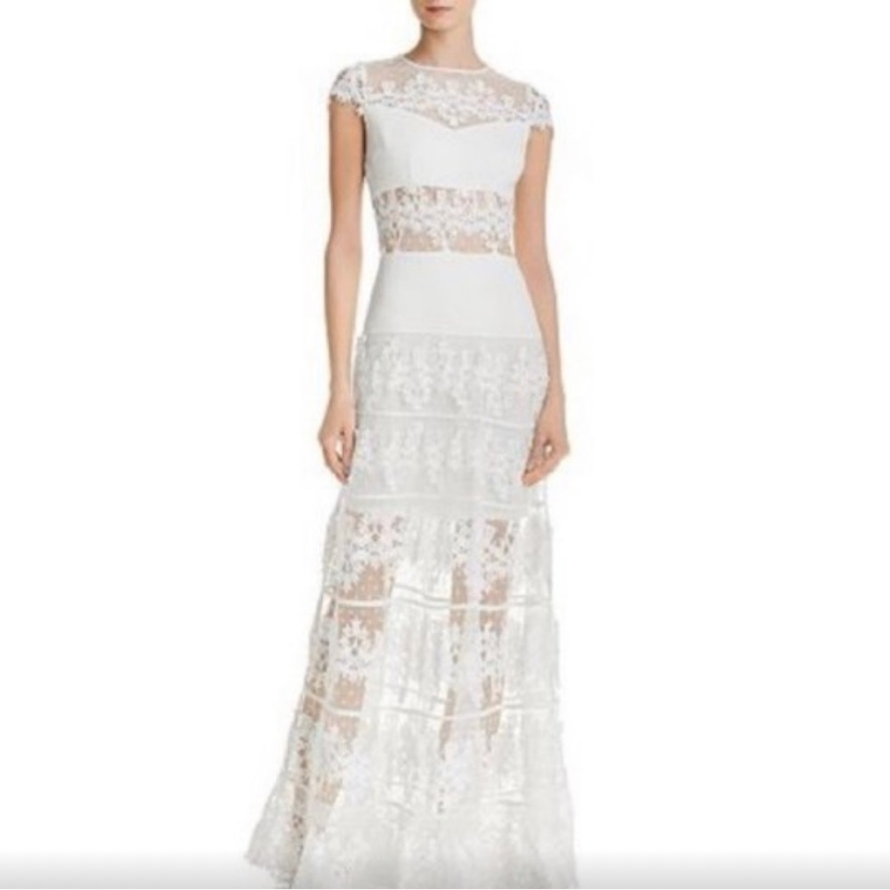 Bronx and Banco Flamenco Lace inset gown/dress White, Size 6, M